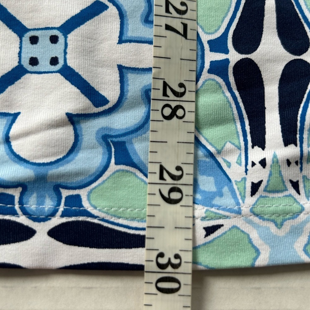 J. Mclaughlin LARGE Catalina Cloth Blue Green Geometric Print 3/4 Sleeve Dress - Picture 11 of 12